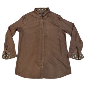 BANANA REPUBLIC 100% Silk Olive Medallion Print Button-Up Blouse – Size L